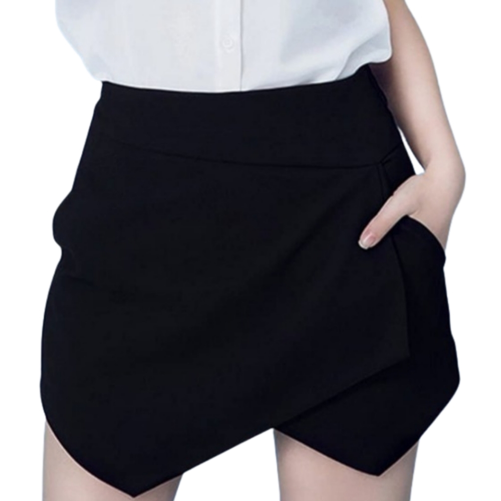 CHARLES RICHARDS Asymetric Hem Tulip 1X Black Skirt Skort NWT